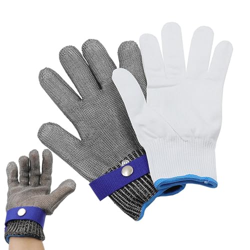 Guanti da cucina resistenti al taglio, guanti metallici in maglia di acciaio inossidabile | Guanti metallici in rete per uso alimentare in filo di acciaio inossidabile,Guanti Igienici Antitaglio per F