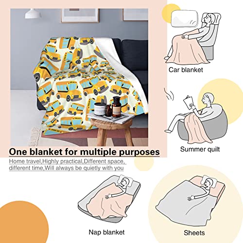 Image of School Bus Blanket - Ultra Soft Flannel Fleece Throw for Kids, Toddlers & Adults - Cozy Plush Blanket for Bed, Sofa, Couch - Bus Driver Gift, Wheels on Bus Blankets, Lightweight & Breathable, 40 inchx50 inch