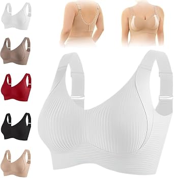Womens Ribbed Adjustable Wire-Free Bra, Bras for Seniors