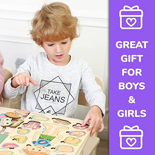 Wooden Puzzles For Kids Ages 4-8 – Montessori Toddler Puzzles Ages 3-5 By Quokka – Preschool Game Learning Human Body Parts Anatomy Skeleton – Educational Toys For Boy & Girl #TOP5