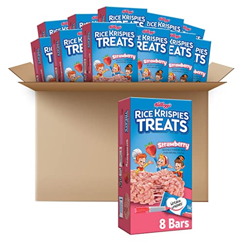 Rice Krispies Treats Marshmallow Snack Bars, Kids Snacks, School Lunch, Strawberry (12 Boxes, 96 Bars)