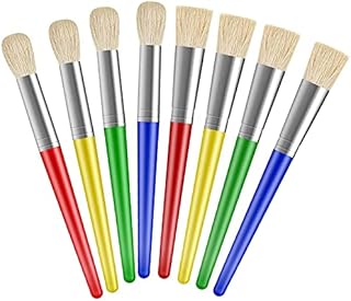 Kids Paint Brushes, 8Pcs Children Paint Brushes Round and Flat , Colorful Paint Brushes for Children toddlers Beginners, Face Paint Brushes for Watercolor, Oil, Acrylic Paints