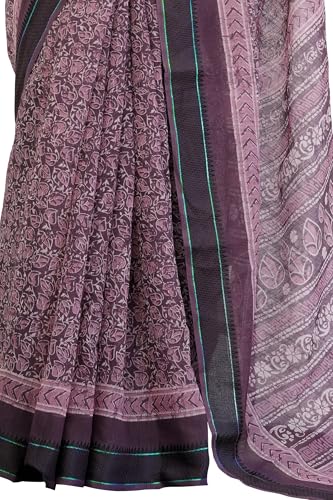 Image of MIRCHI FASHION Women Saree Cotton Blend Leaf Printed | Traditional Festive and Occasional Sari with Unstitched Blouse