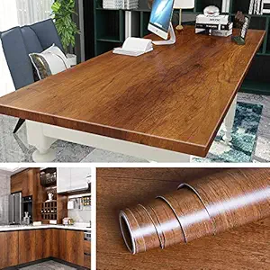 Livelynine 15.8x197 Inch Brown Distressed Wood Wall Paper Peel and Stick Kitchen Wallpaper Adhesive Shelf Liner Wood Paper for Wall Cabinet Liner Dining Room Old Furniture Decor Wall Decoration