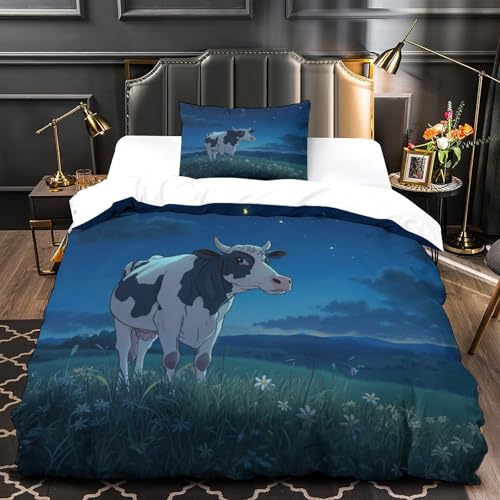 Housse de couette vache 3D en microfibre pour lit simple enfant - 3