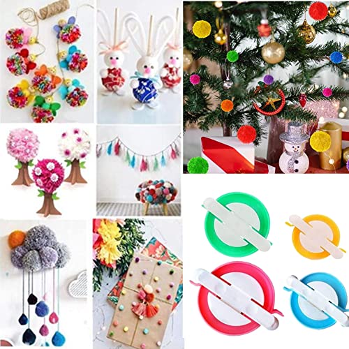 4 Size Pompom Maker with Thread Cutter Scissors, Pom-pom Makers Kits for Fluff Ball Weaver Needle Craft DIY Wool Knitting Craft Tool Set Decoration (6 Pack)