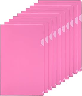 PATIKIL Lote de 10 Carpetas Tipo L de Plástico para Archivos A4, Fundas Transparentes para Documentos de Papel de Oficina, Color Rosa