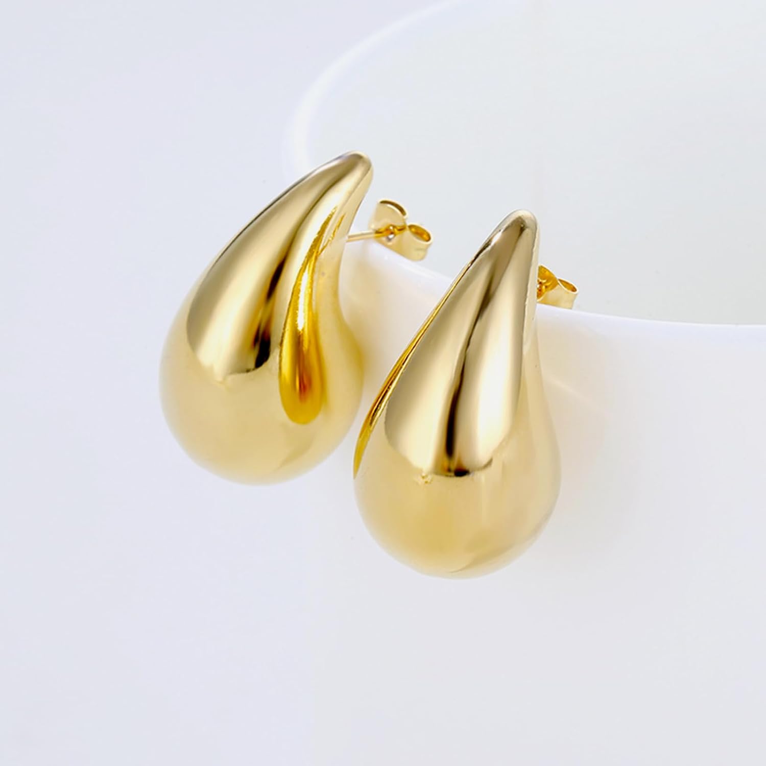 BG&WLing Gold Teardrop Earrings for Women 18K Gold Plated 925 Sterling Silver Post Chunky Hoop Earring Lightweight Drop Earrings Designer Dupe Earrings - Image 6