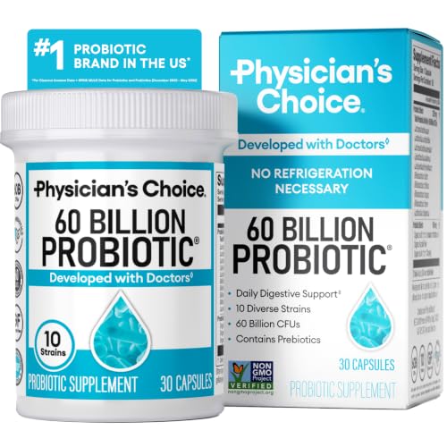 Physician's CHOICE Probiotics 60 Billion CFU - 10 Strains + Organic Prebiotics - Immune, Digestive...