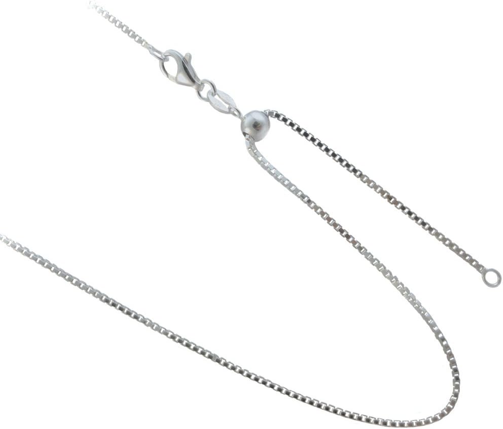 JOSCO Adjustable 1.25mm Box Chain .925 Sterling Silver Necklace. 20, 24 Inches or Make it Shorter