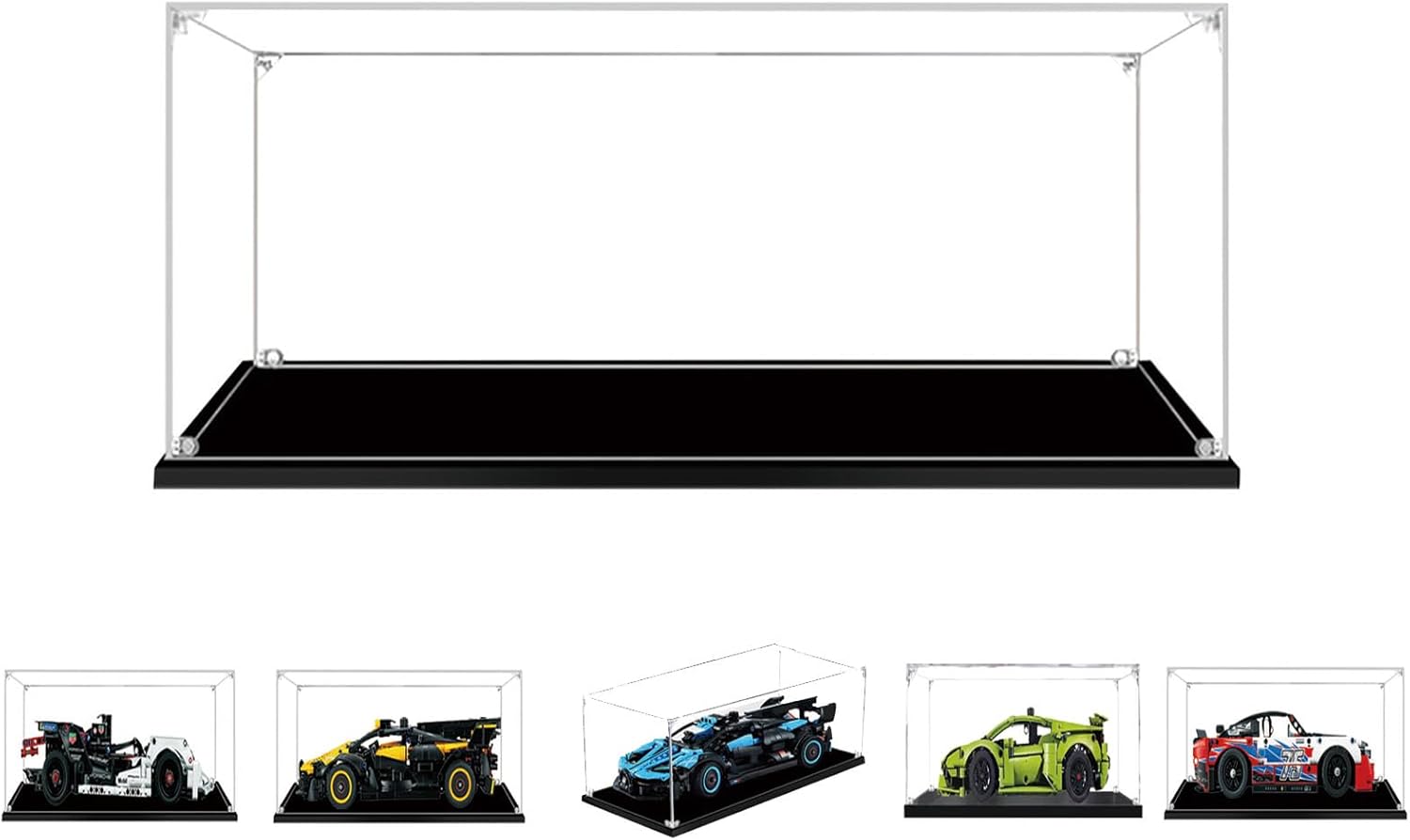 Display Case for Lego 42151 42137 42153 42161 42162 42165 42169 42173 42184 42196 42204 42208 42212 - Acrylic Clear Display Box Stackable - 13.8x5.9x3.9 inch