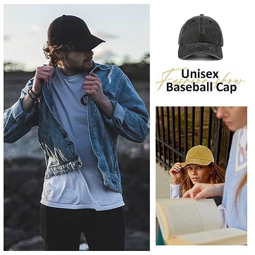 Zando Womens Baseball Caps For Women Baseball Hats Unisex Cotton Baseball Cap Women Embroidered Cap Vintage Adjustable Dad Hats For Men Distressed Tennis Hats For Women Sun Hat Yellow Hat #TOP1