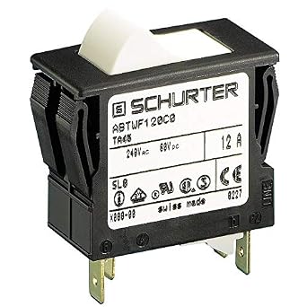 SCHURTER TA45-ABDWM100C0 2 Pole Rocker, 2 Pose Protection, Circuit Breaker, QC TERMINALS, White Rocker