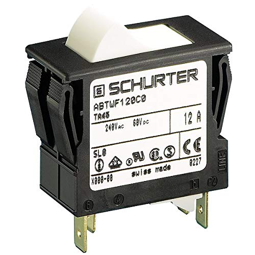 TA45-A341F100C0, TA45 Series Circuit Breaker, 2 Pole Rocker, 2-Pole Protection, 110-120v Illumination, QC Terminals, Clear Rocker, Embossed -/o, 10 A