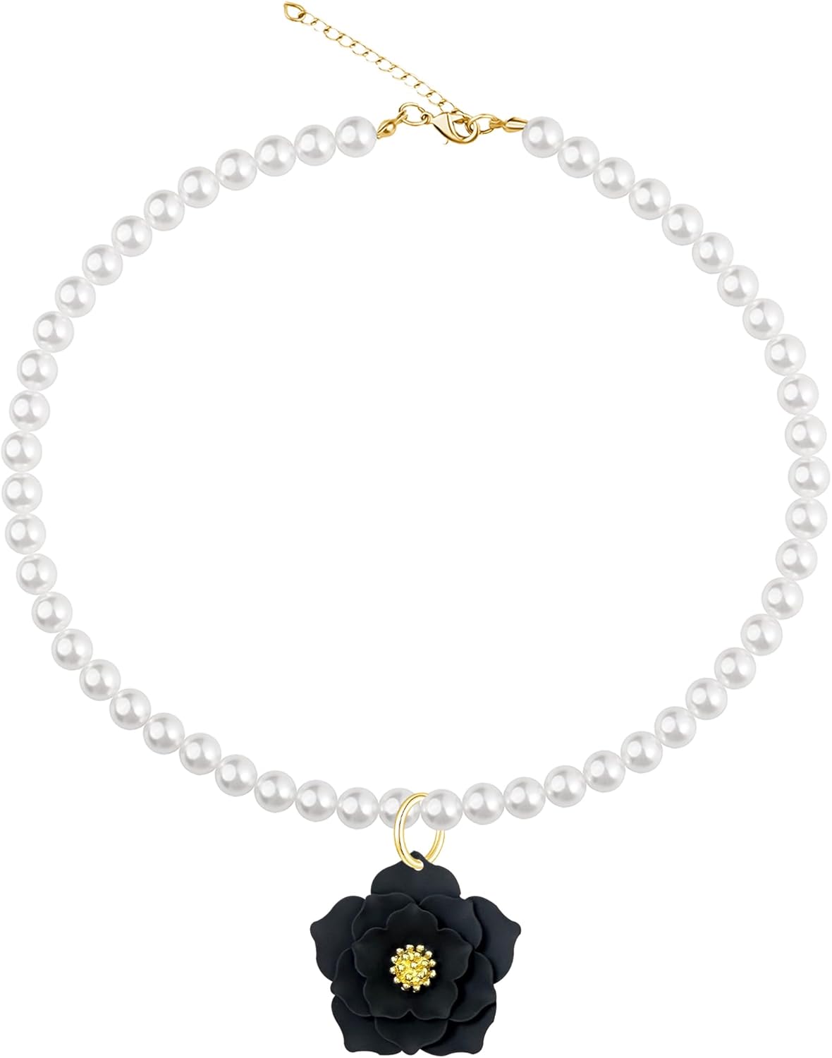 Big Flower Necklace Pearl Choker White Flower Vintage Floral Prom Flowers Necklace Jewelry for Women