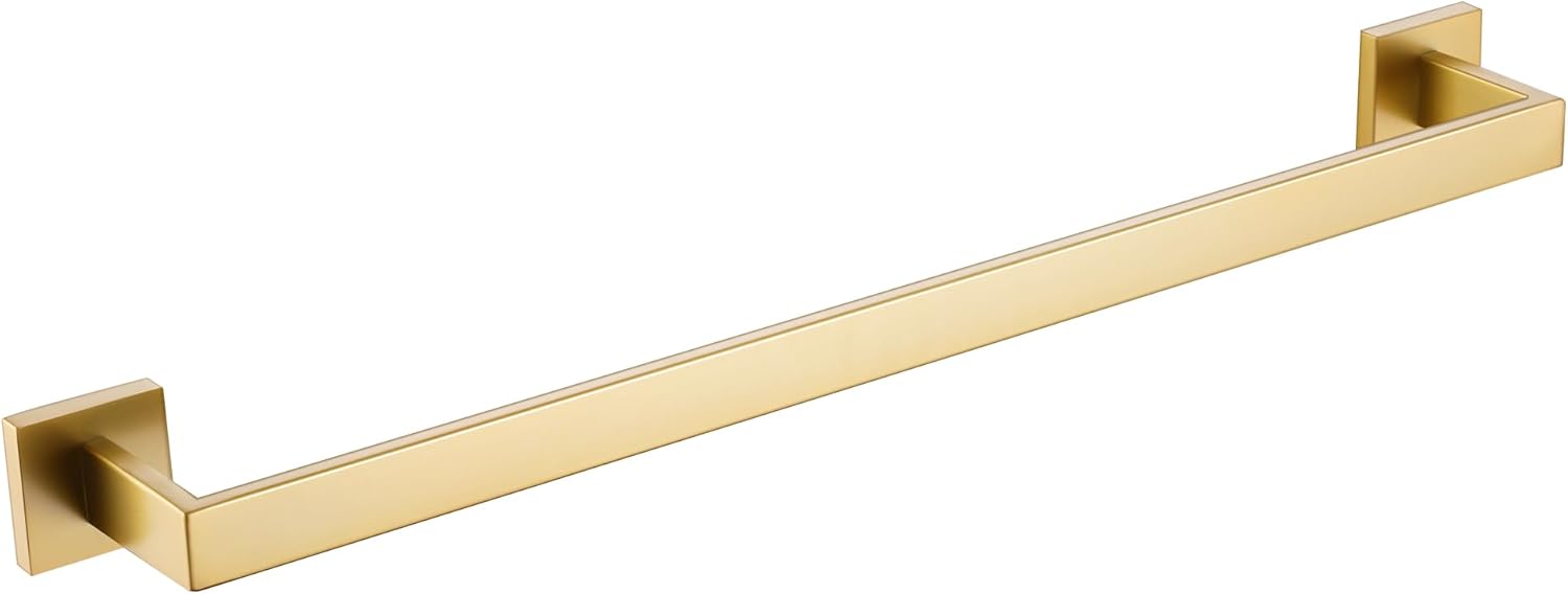 LANC 24-Inche Bath Towel Bar Brushed Gold 60CM Towel Rack Bathroom Towel Hanger Square Shower Towel Rail Towel Rod Contemporary Style Lavatory Towel Holder Wall Mounted,A8804BG-6P1 24" Brushed Gold