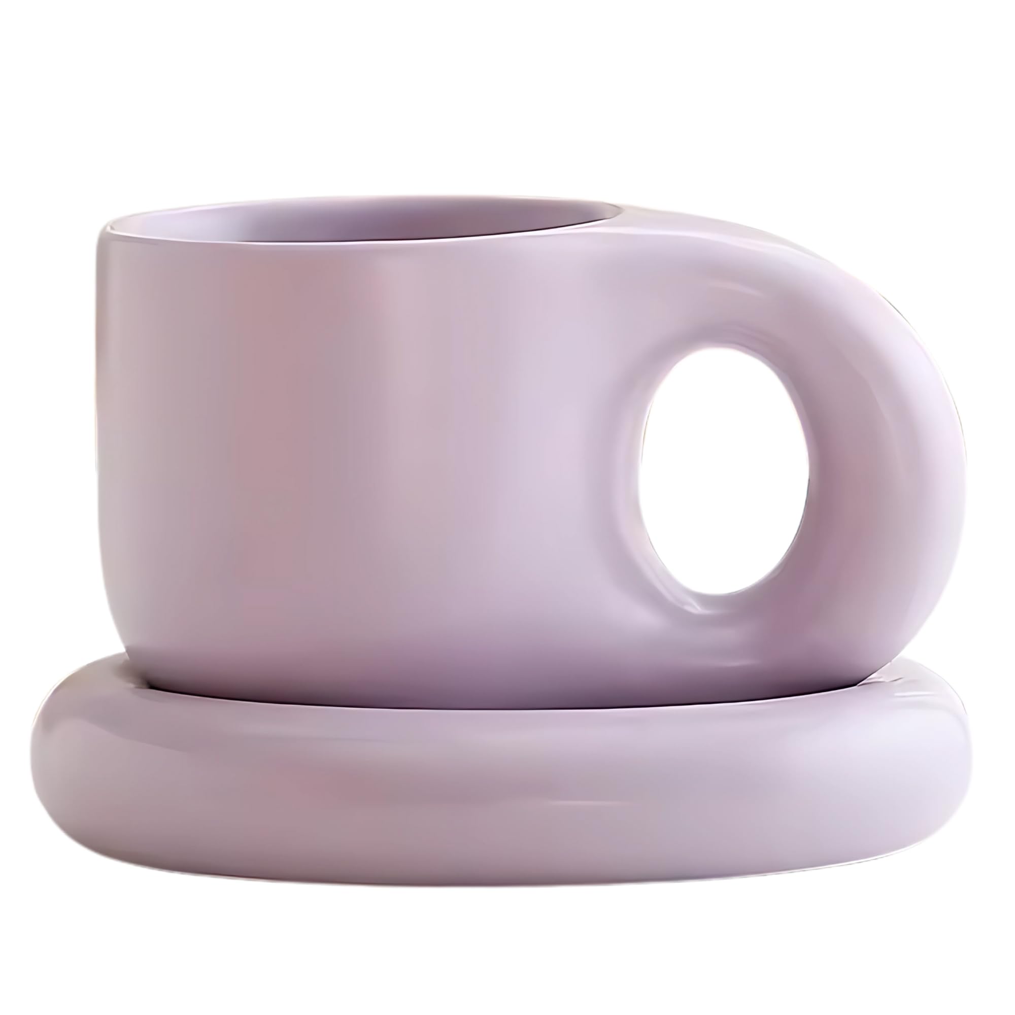 10oz Nordic Ceramic Mug with Saucer (Purple)