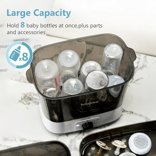 Image of Baybee Puresteam 3-in-1 Baby Bottle Sterilizer and Dryer | Electric Steam Bottle Dryer with BPA-Free Material & Easy One-Knob Control | Sterilizer for Baby Products with Fast 360 Sterilization (White)