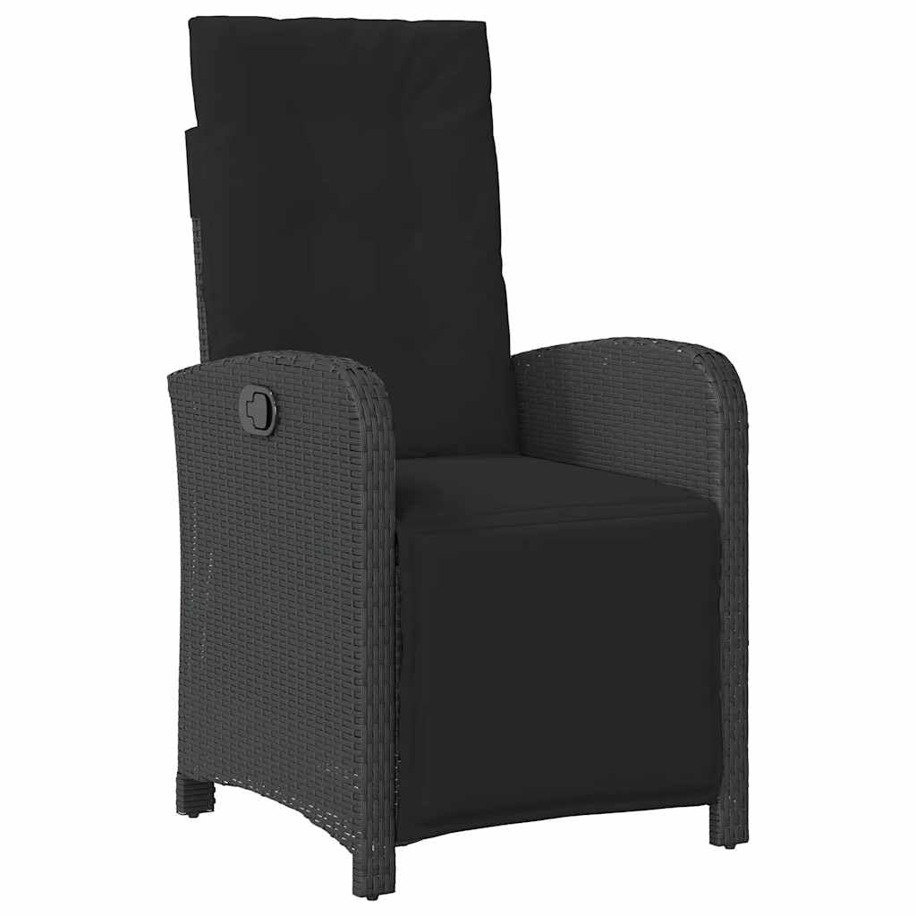 Set di 5 mobili da giardino in polyrattan nero con sedie regolabili e cuscini, set di mobili da giardino resistenti alle intemperie, per terrazza, balcone, veranda