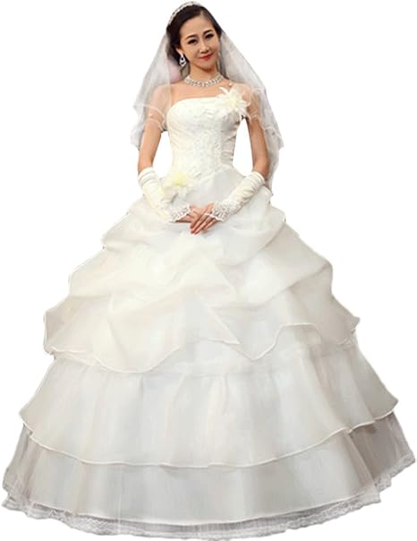 Amazon Co Jp ウェディングドレス お姫様風シリーズ 大きいサイズ 二次会 結婚式ドレス 結婚式ワンピース フォーマル パーティードレス ミニ エンパイア ボリュームプリンセススタイル Ytwd M 服 ファッション小物