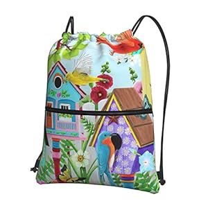 Buntes Vogel Dorf! Einfacher Turnrucksack, Kordelrucksack mit Zipper | Geschenk-Rucks&auml;cke