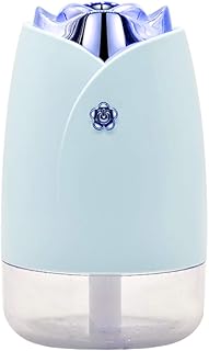 YIYINGSI Humidificateurs,230Ml Mini Rose Air Humidificateur Portable Ultrasonic USB Aroma Essential Oil Diffuseur Cool Mist avec Lampe De Nuit LED, Décor Bleu pour La Maison