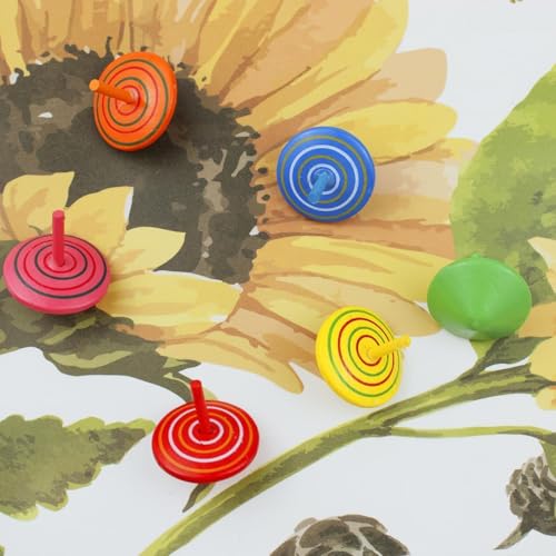 18PCS Colorful Spinning Tops Rainbow Gyroscopes Toy Spinning Painted Tops for Games Party for Friends