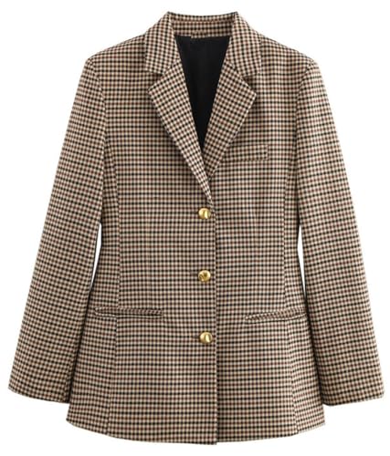 Manteau de costume pied-de-poule femme : une veste de smoking chic au revers cranté