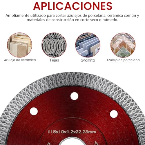 Miniatura 4 de Flintronic 2 Piezas Disco Diamante 115 Mm, Disco Diamante Porcelanico Extrafino, Disco De Corte De Diamante Universal Para Corte De Porcelánico, Cerámica, Granito Y Mármol Tanto En Seco Como En Húmedo