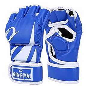 GINGPAI-Half-Training-Boxing-Mitts-Gloves-for-Men-Women-Training-Gloves-Sparring-Gloves-for-Punching-Bag-Kickboxing-Muay-Thai-MMA-UFC GINGPAI Half Training Boxing Mitts Gloves for Men Women, Training Gloves, Sparring Gloves for Punching Bag, Kickboxing, Muay Thai, MMA, UFC (Blue)
