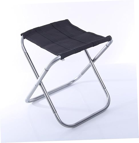 Miniatura 4 de POPETPOP Taburete plegable portátil de aleación de aluminio silla de camping para pesca barbacoa y actividades al aire libre compacto con superficie