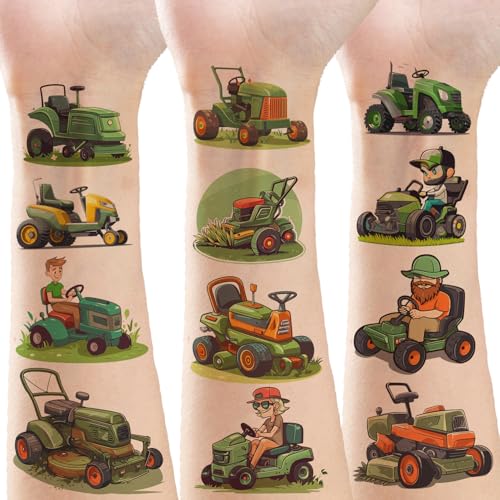 248Pcs Lawn Mower Tractor Tattoo Stickers, 24 Sheets