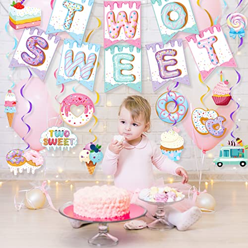 Déco 2e anniversaire fille : guirlande bonbon et serpentins beignet