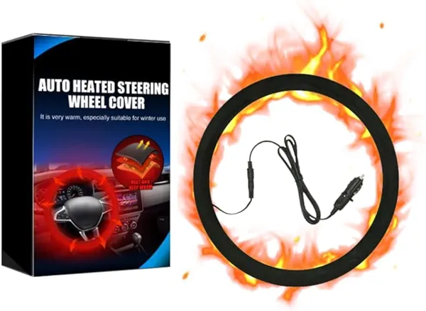 Heated Steering Wheel Cover,15" Steering Wheel Warmer,12V Quick Hand Warmer,Hand Warming Steering Wheel Protector for Car Truck (1pcs)