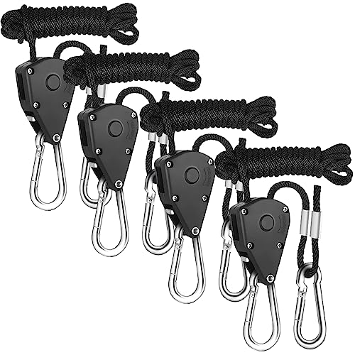 Cisixin 4 Pièces Corde à Cliquet, Poulie Télescopique, Engrenage en Métal, Mousqueton en Métal, Convient à Différents Dispositifs de Suspension Fixe