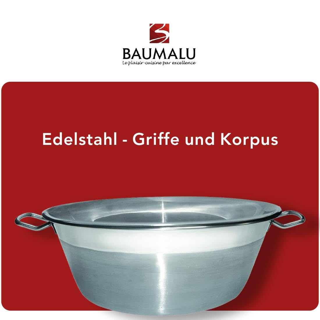 Baumalu - Konische Kupferzuckerpfanne mit Gerolltem Rand - Für Alle Herdarten Außer Induktion - Französische Herstellung - Abmessungen Ø40cm - 12L - Massives Kupfer