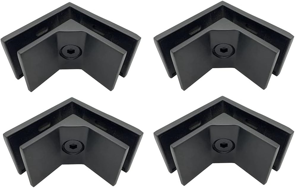 LukLoy Glass Clamp, Black Stainless Steel 304 Bracket for Glass Balustrade Railing Pool Fence (4, 90 Degree)