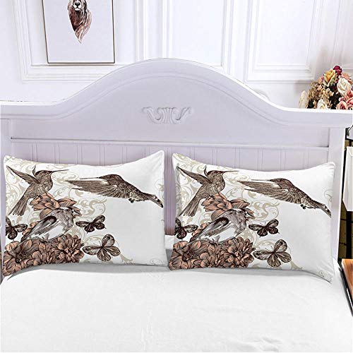 Qcznbl Duvet Cover Full Size 3 Piece Set - Ultra Soft Microfiber Bedding Sets Bedspreads With Zipper Closure And 2 Pillow Shams, 3D Print Hummingbird Flower Pattern Pattern (80 X 90 Inches) #TOP7