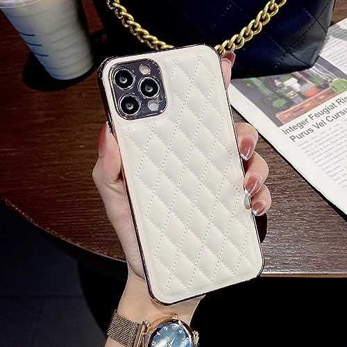 Étui de téléphone en cuir souple blanc pour iPhone 13 au motif treillis