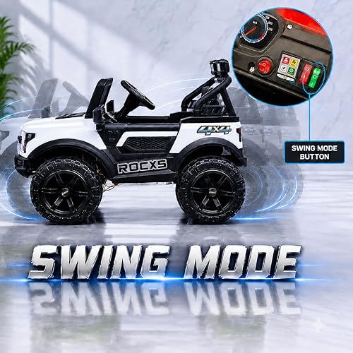 Image of Wish Master 4x4 Off-Road Electric Ride-On Jeep for Kids | 12V Battery, Remote & Manual Drive | Big Size Jeep with Music, Lights & Safety Belt | EV Cars for Kids