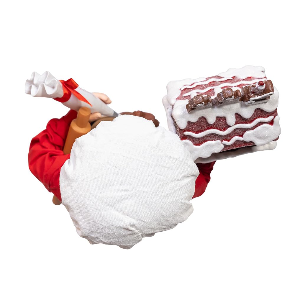 Kurt Adler Figurine de Père Noël en tissu de 26,7 cm, rouge et marron avec maison en pain d'épices et accents de bonbons - Décoration de Noël de cuisine de vacances - Vendeur FA0223
