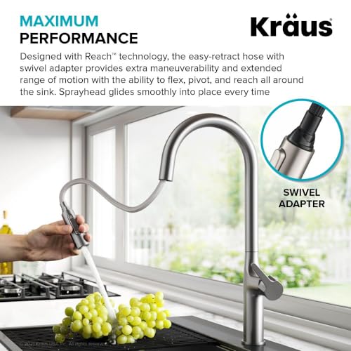 KRAUS Oletto Tall Modern Pull-Down Single Handle Kitchen Faucet in Matte Black, KPF-3101MB by Kraus - Image 6