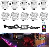 QACA Led Spot Mini Exterieur encastrable,Luminaire encastré 30mm IP 67 Eclairage Escalier Spot Exterieur Led Encastrable DC 12V 0.6W pour Patio Piscine Paysage (rgb wifi, 10 kit)