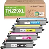 swiss toner Compatible TN229XL TN229 Toner Cartridges 4 Pack High Yield TN 229XL Replacement for Brother MFC-L3720CDW MFC-L3780CDW HL-L3280CDW HL-L3220CDW HL-L3300CDW Printer, BK/C/M/Y