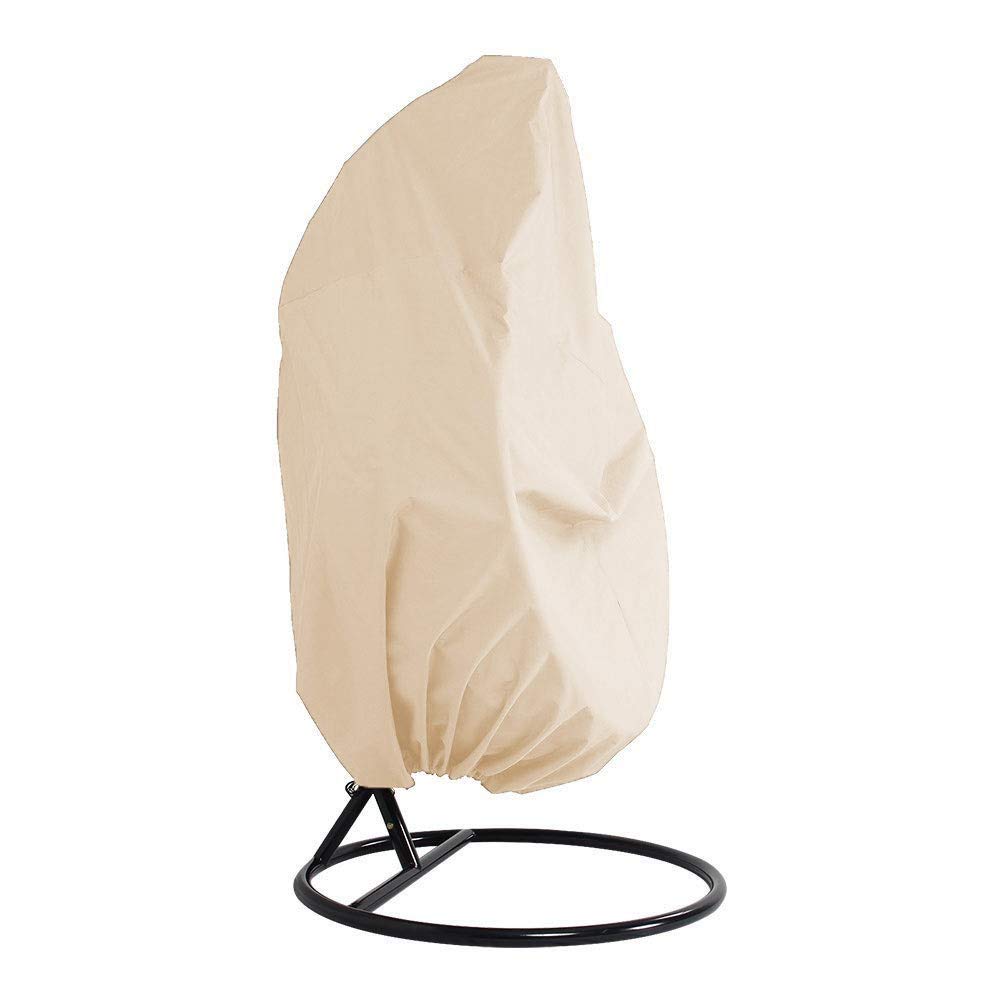 Honcenmax Beige Patio Hanging Chair Cover - Cocoon Egg Chair Cover - For Rattan Wicker Swing Seat Chair - Waterproof Furniture Protective Cover - For Single Swinging Chair (190 * 115Cm)