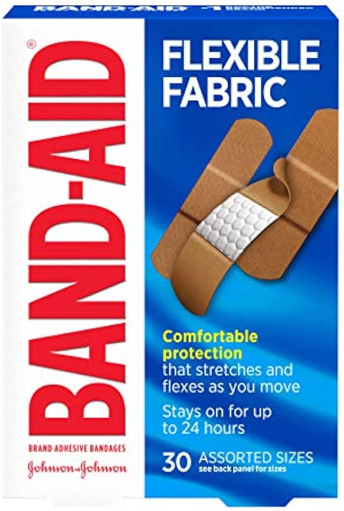 Band-Aid Brand Flexible Fabric Adhesive Bandages for Comfortable Flexible Protection & Wound Care of Minor Cuts & Scrapes, with Quilt-Aid Technology to Cushion Painful Wounds, Assorted Sizes, 30 ct
