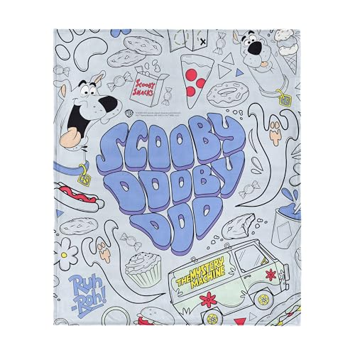 Scooby-Doo Scooby Collage Silk Touch Sherpa Throw Blanket, 50 x 60 Inches – Snacks and Mystery Machine, Official Warner Bros Licensed, Ultra-Soft Fleece