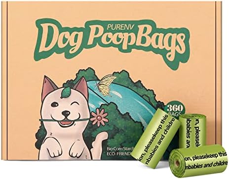 PURENV Biodegradable Dog Poop Bags, Extra Thick and Strong Leak-proof, Earth Friendly 9x13 Inches Dog Waste Bags (360 Bags)
