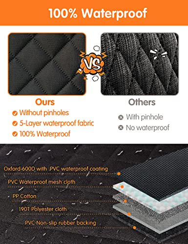 Nzonpet 4-In-1 Dog Car Seat Cover, 100% Waterproof Scratchproof Dog Hammock With Big Mesh Window, Durable Nonslip Dog Seat Cover, Pets Dog Back Seat Cover Protector For Cars Trucks Suvs - Orange #TOP2