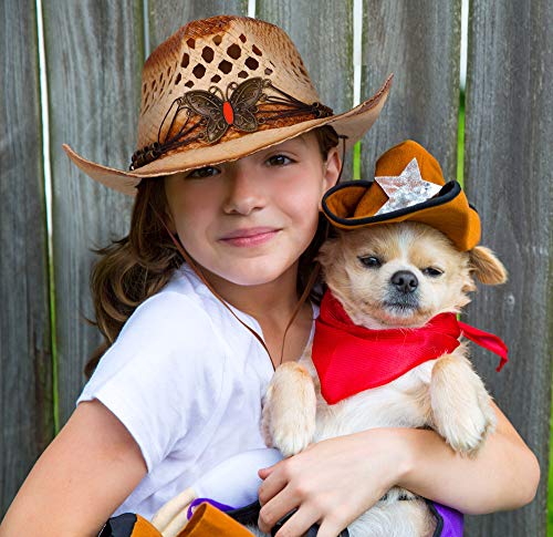 Simplicity Kid's Straw Cowboy Hats For Boys Cowboy Hat For Kids With Butterfly Adjustable Tie For 3-5 Years Old Child, Kst-005 #TOP3